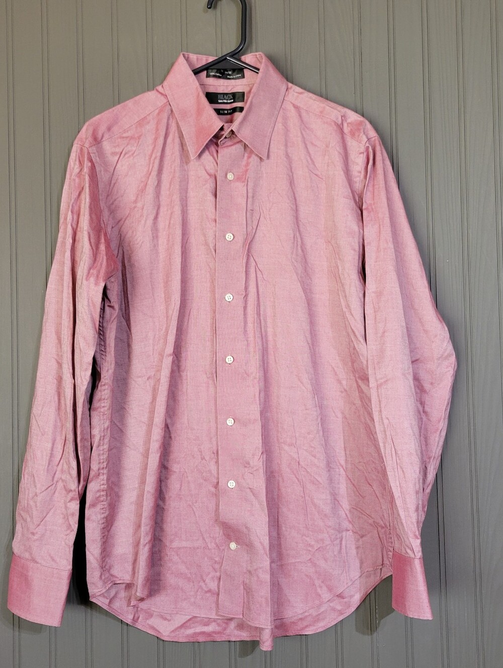 Saks Fifth Avenue Black Label Long Sleeve Button Down Shirt Slim Fit Pink Mens L